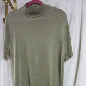 VTG LESLIE FAY HABERDASHERY, SHORT SLEEVED SWEATER, SAGE GREEN, XL, SOFT MATERIA
